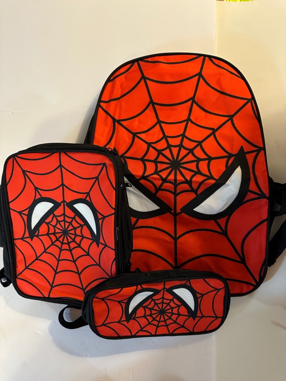 Spider-Man Backpack Set Kids Red w/ Lunch Bag & Pencil Case Marvel School